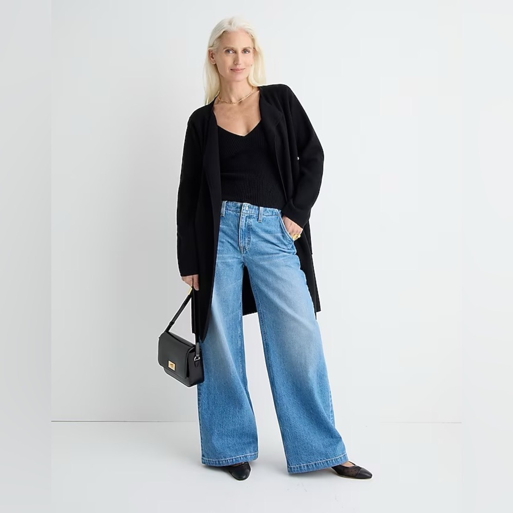 NWT J Crew Long Black Cardigan Sweater Juliette collarless knit blazer size xs - Picture 2 of 10